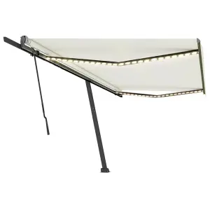 Berkfield Manual Retractable Awning with LED 500x300 cm Cream