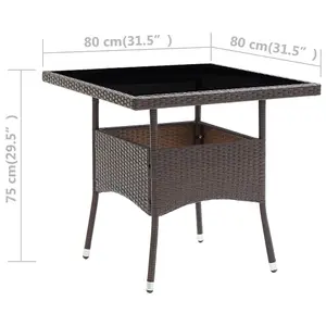 Berkfield Garden Dining Table Brown Poly Rattan