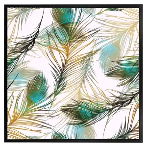 Imprints peacock feathers (Picutre Frame) / 30x30" / Grey