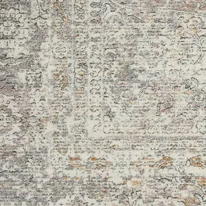 Silver Cream Luxurious Traditional Bordered Floral Rug Easy to clean Living Room and Bedroom-259cm X 351cm