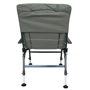 Carpzilla Outdoor Folding Fishing Armchair Recliner Camping Heavy Duty 4 Adjustable Legs XL Dark Green L65 x W60 x H(97-112)CM