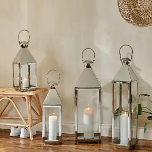 Silver Indoor and Outdoor Metal Lantern Large