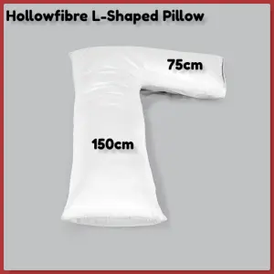 L Shape Pillow with Free Pillowcases Hollowfiber filled Orthopedic Maternity Pregnancy Full Body Support Pillow with Cover (Cream)