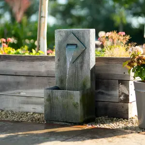 Primrose Rustic Wooden Wall Cascading Outdoor Water Feature 82cm