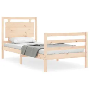 Berkfield Bed Frame with Headboard 90x200 cm Solid Wood