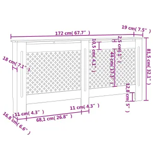 Radiator Cover White 172x19x81.5 cm MDF