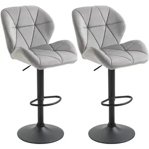 Nussbaum Height Adjustable Swivel Bar Stool (Set of 2) Light Grey