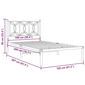 Berkfield Metal Bed Frame without Mattress with Headboard White 100x200cm