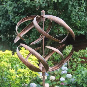 Sphere Garden Wind Sculpture - Brushed Copper