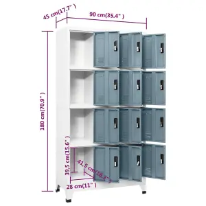 Berkfield Locker Cabinet Light Grey and Dark Grey 90x45x180 cm Steel