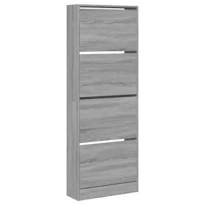 Shoe Cabinet Grey Sonoma 60x21x163.5 cm Engineered Wood