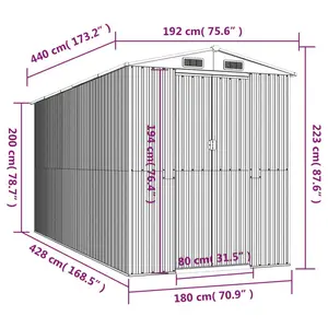 6 ft. W x 14 ft. D Galvanized Steel Apex Garden Shed Anthracite