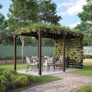 Shade Pergola - Wood - L240 x W300 cm - Rustic Brown