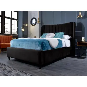 Carli Plush Velvet Black Bed Frame