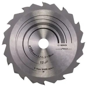 Bosch Professional Speedline Wood Circular Saw Blade - 165 x 20/16 x 1.7 mm, 12 Teeth