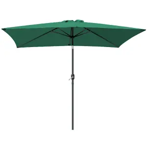 SunDaze 2x3M Green Garden Parasol Sun Shade Umbrella with Crank Handle & Tilt Mechanism