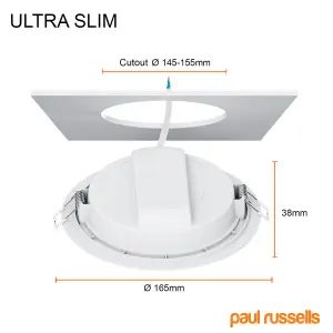 paul russells LED Round Panel Ceiling Lights, 16W 1600 Lumens, Spotlights, IP20, 6500K Day Light, Pack of 6