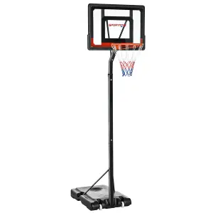 SPORTNOW 2.1-2.6m Basketball Hoop and Stand w/ Weighted Base, Wheels, Black