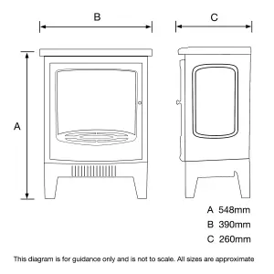 Focal Point Malmo 1.8kW Matt Black Cast iron effect Electric Stove (H)548mm (W)390mm