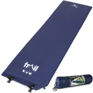 Single Camping Mat Self Inflating Inflatable Camp Roll Mattress With Bag Blue Trail