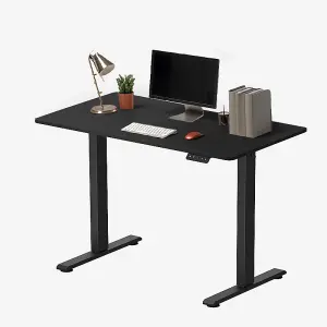 FlexiSpot Adjustable Standing Desk in Black with Practical Hook, Cable Management, and Sit-Stand Function for Home Office