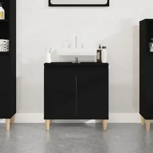 Berkfield Sink Cabinet Black 58x33x60 cm Engineered Wood