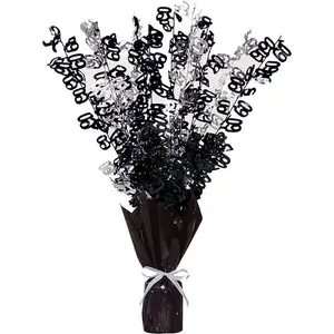 Unique Party Glitz 65th Birthday Balloon Weight Centrepiece Black/White (One Size)