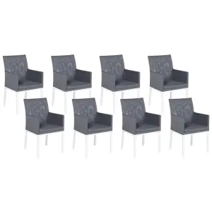 Set of 8 Chairs BACOLI Fabric Dark Grey