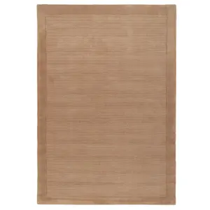 Modern Bordered Beige Soft Textured Living Area Rug 120cm x 170cm