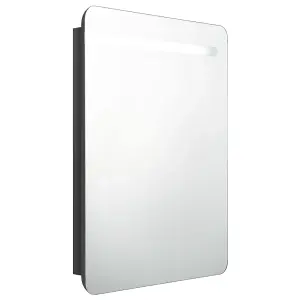 Berkfield LED Bathroom Mirror Cabinet Shining Black 60x11x80 cm