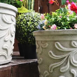 Small Wavy Leaves Stone cast Flower Pots