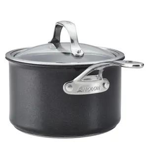 Anolon X SearTech Black Round Aluminium Induction Suitable Non-Stick Saucepan with Lid 18cm