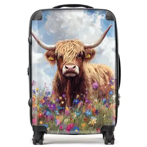 Highland Cow In A Summer Meadow Suitcase - Medium