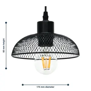 First Choice Lighting Cassidy Small Black Mesh Easy Fit Metal Pendant Shade