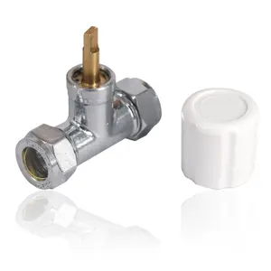 Tower TRV Thermostatic Radiator Valve White Straight Lockshield Head 10-15mm