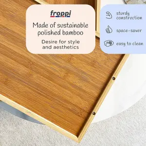 Froppi™  Bamboo Serving Tray Set of 2, Outdoor Tray, Lightweight Dining Tray, Snack Tray, Vanity Tray, Trinket Tray, Wooden Tray