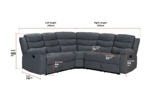 PS Global Chicago Fabric Manual Reclining Corner Sofa