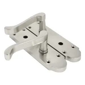 Epsom Door Handles Bathroom Lock Scroll Lever - Satin Pack Hinges