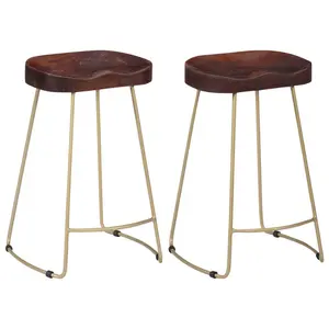 Fulbright Counter Stool with Metal Frame (Set of 2) Natural / Gold / 52cm