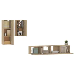 Berkfield 4 Piece TV Cabinet Set Sonoma Oak Engineered Wood