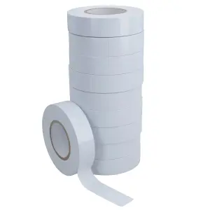 10 PACK WHITE electrical insulation tape 19mm wide x 20 metres long