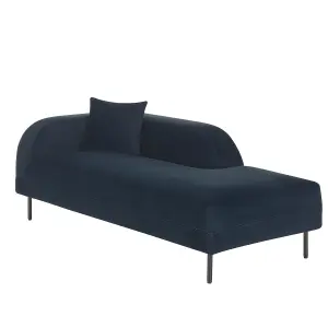 Left Hand Velvet Chaise Lounge Dark Blue LE CRAU