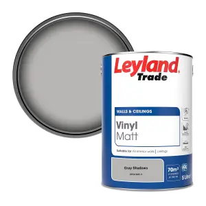 Leyland Trade Vinyl Matt Walls & Ceilings Emulsion Paint Gray Shadows (PPG1005-3) 5L