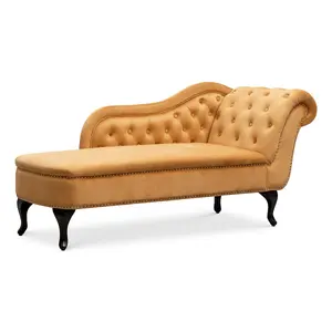 Left Hand Chaise Lounge in Velvet Gold