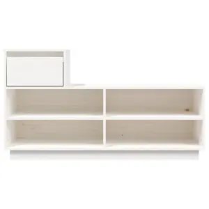 Berkfield Shoe Cabinet White 110x34x61 cm Solid Wood Pine