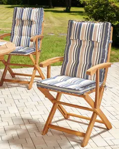 Set of 2 Garden Chairs with Cushions MAUI II Acacia Wood Multicolour