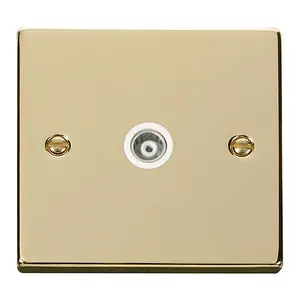 Polished Brass Single Isolated Coaxial Socket - White Trim - SE Home