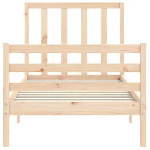 Berkfield Bed Frame with Headboard Small Single Solid Wood