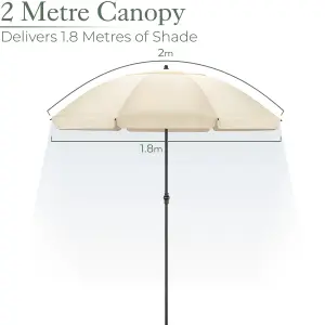 Portable Beach Parasol Tilting - Cream