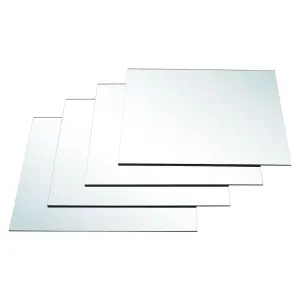 Set of 4 Square Frameless Wall Mirror Tiles 400 x 400 mm